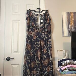Fashion Nova Floral Maxi Dress - Black and Brown